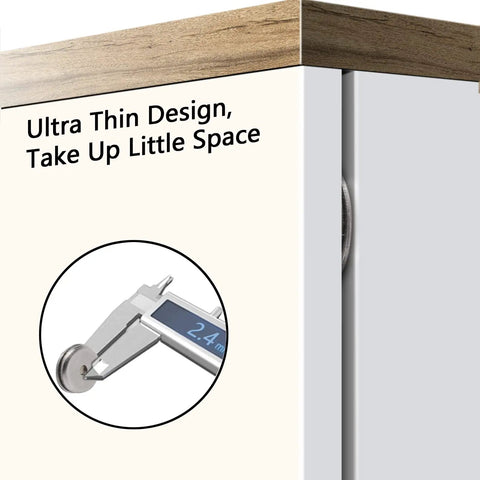 Ultra Slim Magnetic Cabinet Door Catch For Sliding Cabinets And Closets, Stainless Steel Drawer Latch installed on cabinet