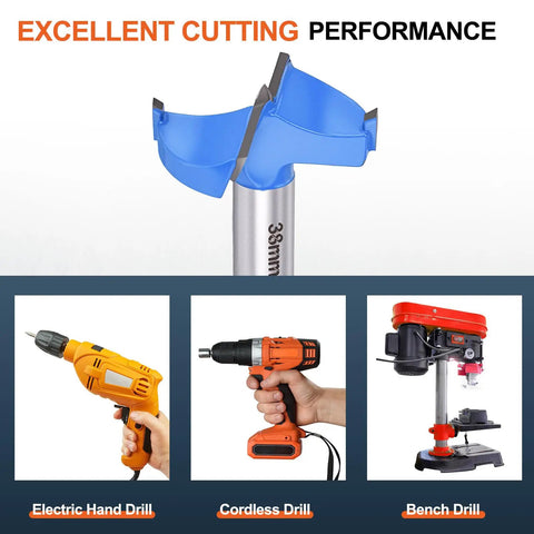 Built Tough Forstner Drill Bits Two Pack 1.5 Inch 38mm Tungsten Carbide Tipped with electric and cordless drill options.