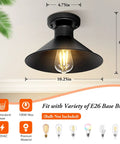 Two Pack Industrial Semi Flush Mount Ceiling Lights Matte Black Farmhouse Style Easy Install E26 Base Bulb Not Included