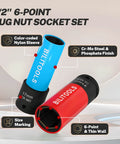5 Piece Impact Lug Nut Socket Set For 1/2 Inch Drive No Mar Thin Wall Alloy Sockets color coded 17mm and 21mm close-up