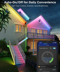 Outdoor LED Strip Lights 98.4 Feet Smart RGBIC Tape Lights for Patio controlling colors with app on house eaves and stairs