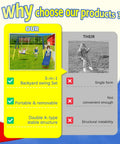 Comparison chart highlighting advantages of Backyard Swing Set With Built Tough Heavy Duty Metal Stand 440 Lb Capacity