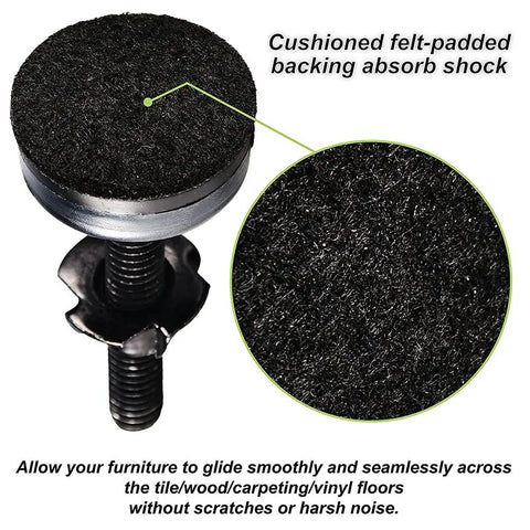 Rock Solid Adjustable Furniture Leveling Feet 3/8 Inch By 16 Thread Holds 1320 Lbs With T Nut Kit to stabilize wobbly sofas