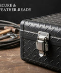Heavy Duty 304 Stainless Steel Toggle Latch With Double Spring Draw Catch on a black toolbox, secure and weather-ready