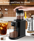 Wancle Electric Conical Burr Coffee Grinder With 25 Adjustable Grind Settings For Espresso Drip And French Press Low Noise compact design in use.