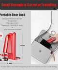 Portable Door Jammer Lock For Travel Security And Home Safety Anti Theft Prevention This Lockdown Door Stop Stops BreakIns In Hotels Apartments And Homes Perfect For Homeowners And Families Red, shown being placed in a bag.