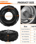 145/70-6 Mini Bike Tire With 6 Inch Rear Rim Assembly Kit featuring size dimensions and specifications