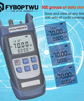 FYBOPTWU 3-in-1 fiber optic tester with optical power meter and VFL; handheld device with LCD showing -70.00 dBm.