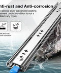 Heavy Duty Drawer Slides with Lock 12 Inch Built To Last for Deep Drawers 3 Fold Full Extension to 24 Inches 250 Lb Load Capacity Side Mount Ball Bearing Rails Industrial Locking Rail Smooth Glide for Cabinets Tool Chests and Drawers, silver galvanized slide