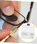 Eyeglass Repair Tool Kit With Nose Pads And Tiny Screws For Quick Eyewear Maintenance shown fixing glasses frame.