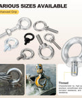 Various sizes of Shoulder Eye Bolt Set One Quarter Inch By One Half Inch Four Pack Carbon Steel Lifting Eye Bolts With Threads for industrial use.