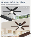 52 Inch Ceiling Fan With Lights And Smart App Remote 6 Blade Dope High Airflow Dimmable 5CCT LED With Memory DC Motor