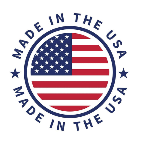 Made in the USA emblem with American flag circle design