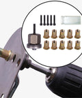 Rivet Nut Kit M3 To Drill Attachment For DIY Auto Projects with screws, mandrel, and electric drill in use