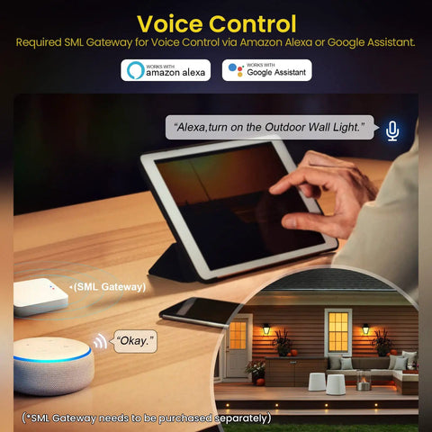 Smart Outdoor Wall Lantern With GFCI Outlet RGBW Color Changing Porch Light App Control And Alexa Compatible Music Sync display
