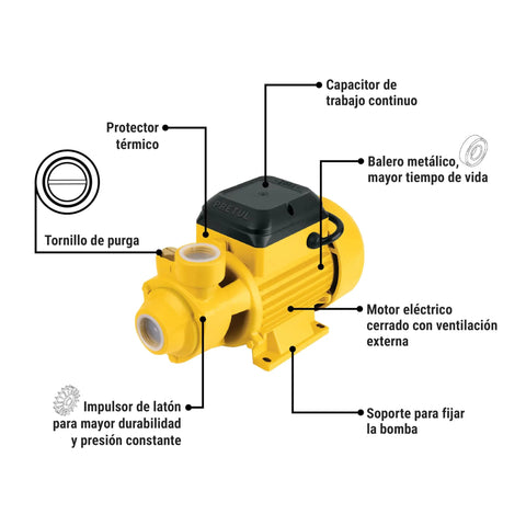 Electric Peripheral Water Pump Half Horsepower Built For Home Use Beefy Performance Durable Build Yellow Finish