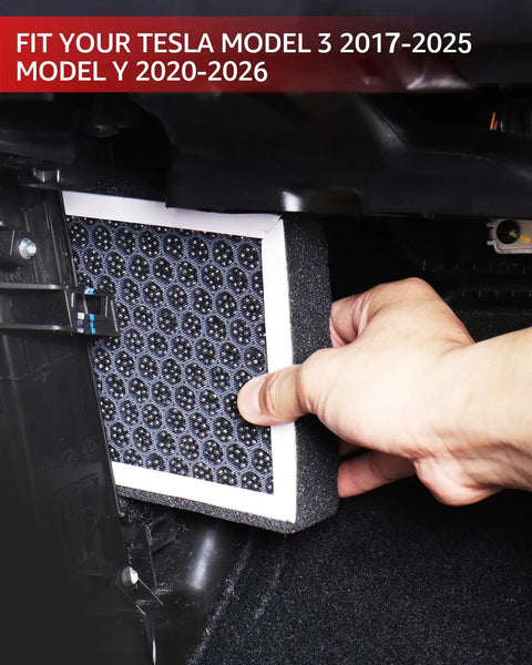 Installing Tesla Model 3 and Model Y HEPA Cabin Air Filter with Activated Carbon OEM Replacement for 2017 to 2026 models