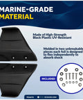 Marine-grade black plastic hydrofoil kit for outboard motor and stern drive up to 50HP; includes bolts and fittings.
