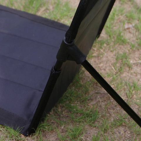 Close-up of Ultra Lightweight Outdoor Camping Backrest Foldable Chair for Park and Beach Hangout with aluminum frame.