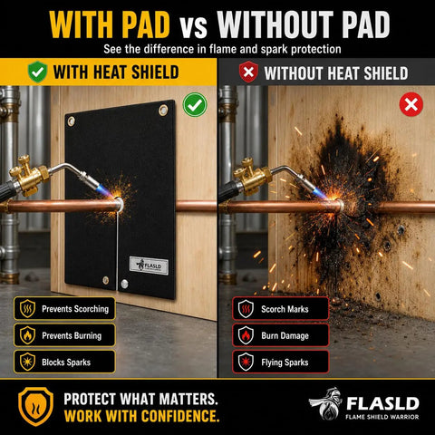 Comparison of effects of Silicone Coated Fiberglass Welding Blanket And Heat Shield Pad For Soldering Copper Pipes 12 By 12 Inch
