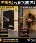 Comparison of welding with and without 12x12 inch welding blanket and soldering heat shield mat flame protector pad.