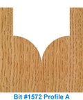 Six Piece CNC Signmaking Router Bit Set With 1/4 Inch Shank Includes profile of Bit #1572 featuring a rounded groove.