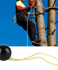 29 Mm Rope Friction Saver Ball for Arborist Tree Climbing, Lightweight Plastic Retriever Gear, shown below an arborist climbing.