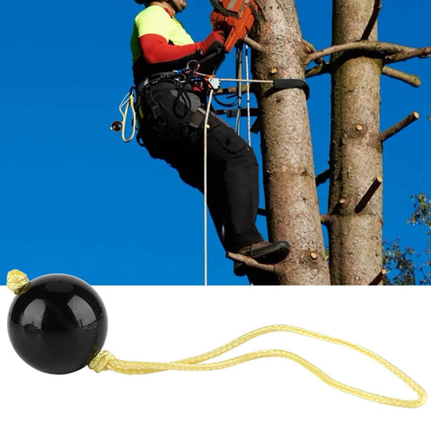 29 Mm Rope Friction Saver Ball for Arborist Tree Climbing, Lightweight Plastic Retriever Gear, shown below an arborist climbing.