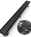 36 Inch Linear Shower Drain Kit With Reversible 2-In-1 Cover And Tile Insert Grate Removable SUS304 Stainless Steel Matte Black Finish CUPC Certified