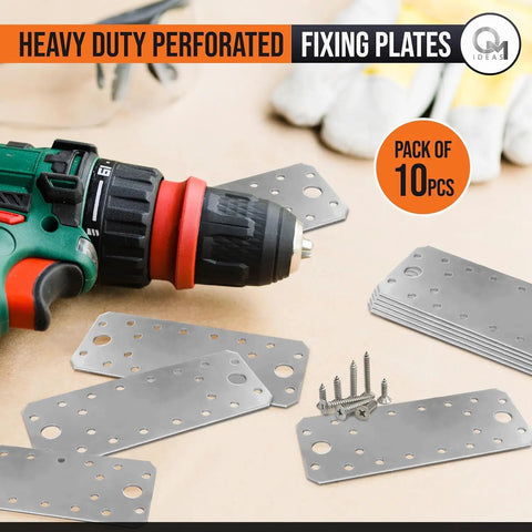 Heavy Duty Flat Joining Plates With Perforated Braces For Timber Wood And Metal Galvanized Steel Fixing Repair Connector 10 Pack Built Tough Workhorse Straight Brackets Pro Setup