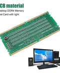 DDR4 Memory Diagnostic Tool For Desktop PCs With LED Indicator No Fuss Memory Troubleshooter For No Boot No Display And Read Errors Built Tough PCB Material shown above a desktop setup