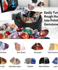 Totally Complete Gemstone Tumbler Kit For Adults And Kids With LCD Display, 9 Speed Motor And 9 Day Timer, gemstones displayed