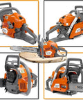 Beast 43cc Gas Chainsaw With 16 Inch Bar And Chain, Lightweight 11 lb Powerhead, showcasing magnesium crankcase and design features
