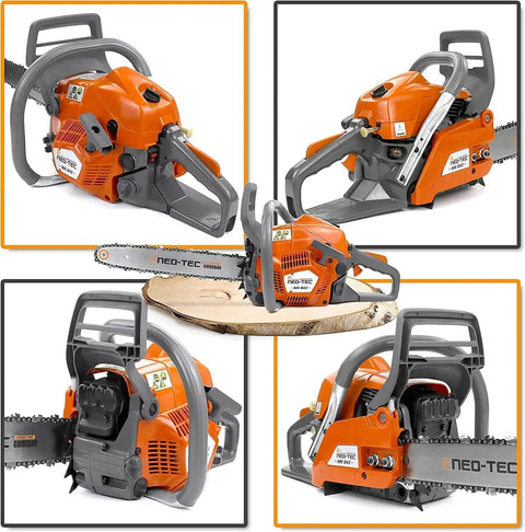 Beast 43cc Gas Chainsaw With 16 Inch Bar And Chain, Lightweight 11 lb Powerhead, showcasing magnesium crankcase and design features