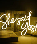 She Said Yes Neon Sign Warm White LED Wall Decor For Proposals And Engagements USB Powered Letter Neon Lights