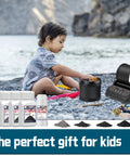 Child playing with Rock Tumbler Grit Set Complete 5 Step Polishing Kit With Coarse To Final Grits Plus Upgrade Beads Brightener.