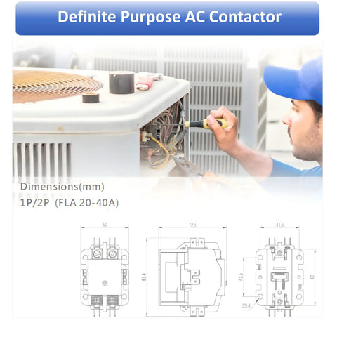 One Pole Twenty Four Volt AC Contactor For Heat Pumps And Condensers Heavy Duty Thirty Amp Definite Purpose Contactor Installed