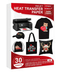 30 Sheets Dark Fabric Heat Transfer Paper For Diy T Shirt Projects 8.3 X 11.7 Inches Iron On Transfer Paper For Inkjet Printers