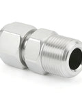 Stainless steel compression fitting straight adapter, 3/8 in tube OD x 1/4 in NPT male