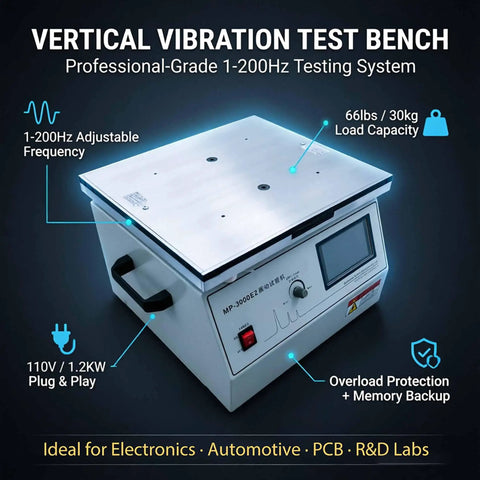 Vertical Vibration Test Bench With 1 To 200 Hz Range 30 Kg Load Built Tough Intelligent Control Overload Protection And High Performance Microcomputer Readouts For Precise Repeatable Lab Or Industrial Vibration Testing, metal top