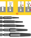 Cool Bolt Extractor Set That Nails Stripped Screw Removal For Wood Or Metal Fast And Tough Tools Perfect For Automotive Garage Work Home Projects Or Industrial Jobs You Gonna Love How Well This Shank Flute Kit Unwinds Stuck Bolts And Save Your Day., steel bolt extractor set #1-#5 for stripped screws in wood or metal