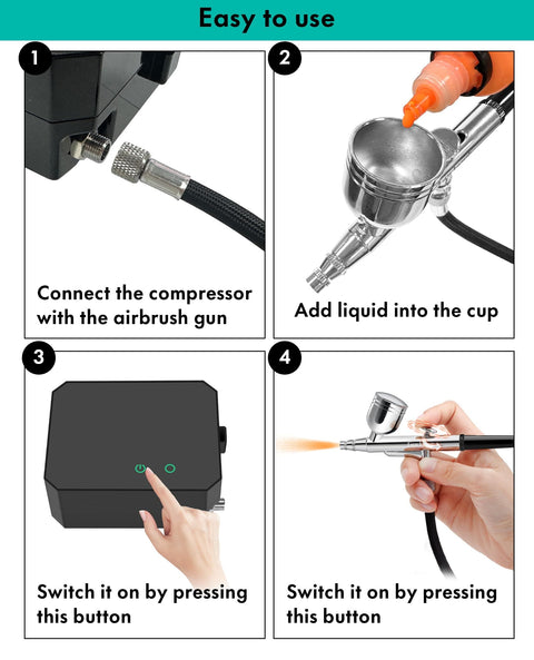 All In One Airbrush Kit With Air Compressor Pro Grade High Pressure Performance For Painting Modeling Cake Decorating And Makeup tutorial