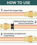How to use 50 Pack 1 Inch Copper Press Union Coupling Fittings Lead Free Brass plug and play for seamless connections.
