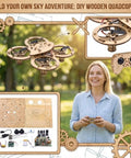 DIY Wooden RC Drone Kit Snap Together Flying Quadcopter For Beginners No Glue Required Build Your Own Remote Control Aircraft