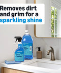 Streak Free Glass Cleaner For Mirrors And Windows, 32 Fl Oz Bottles, Pack Of 2 With Sprayer on bathroom counter
