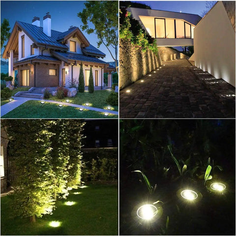 Bright Four Point Six Inch Solar Ground Lights With 8 LEDs Waterproof Outdoor In Ground Landscape Pathway Lights for night glow