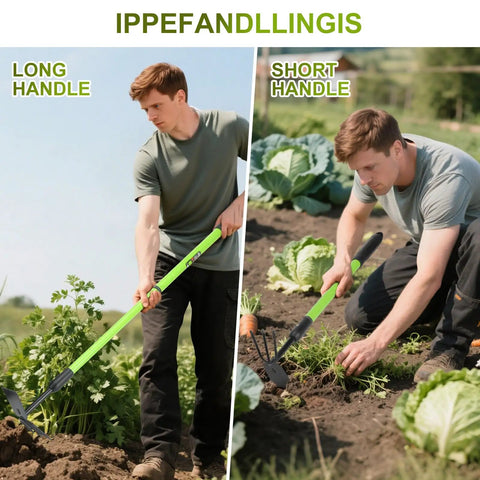 Man using Versatile Telescoping Dual Head Garden Weeder And Cultivator With Adjustable Handle in garden