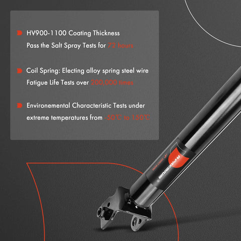 Close-up of Beefed Up Rear Shocks Absorbers Pair For Nissan Altima 2007 To 2018 And Maxima 2009 To 2014 with text details.