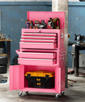 8 Drawer Rolling Tool Chest With Wheels Lockable 2 In 1 Detachable Tool Cabinet With Drawers And Black Liners Pink