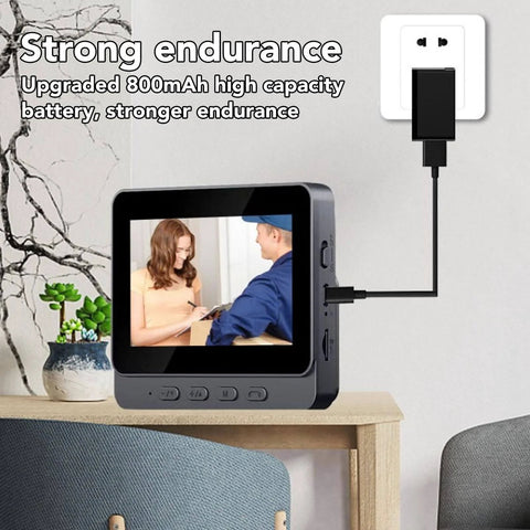 Smart Video Doorbell With 4.3 Inch Display, Bluetooth Doorbell Camera, 2 Way Audio Intercom, showing video on shelf.